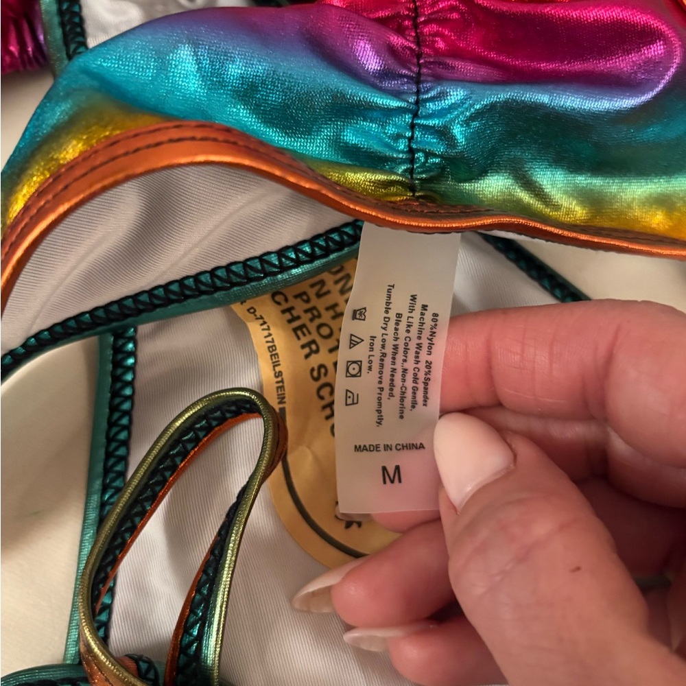 Rainbow Metallic Bikini Size Medium NWT - Picture 5 of 8